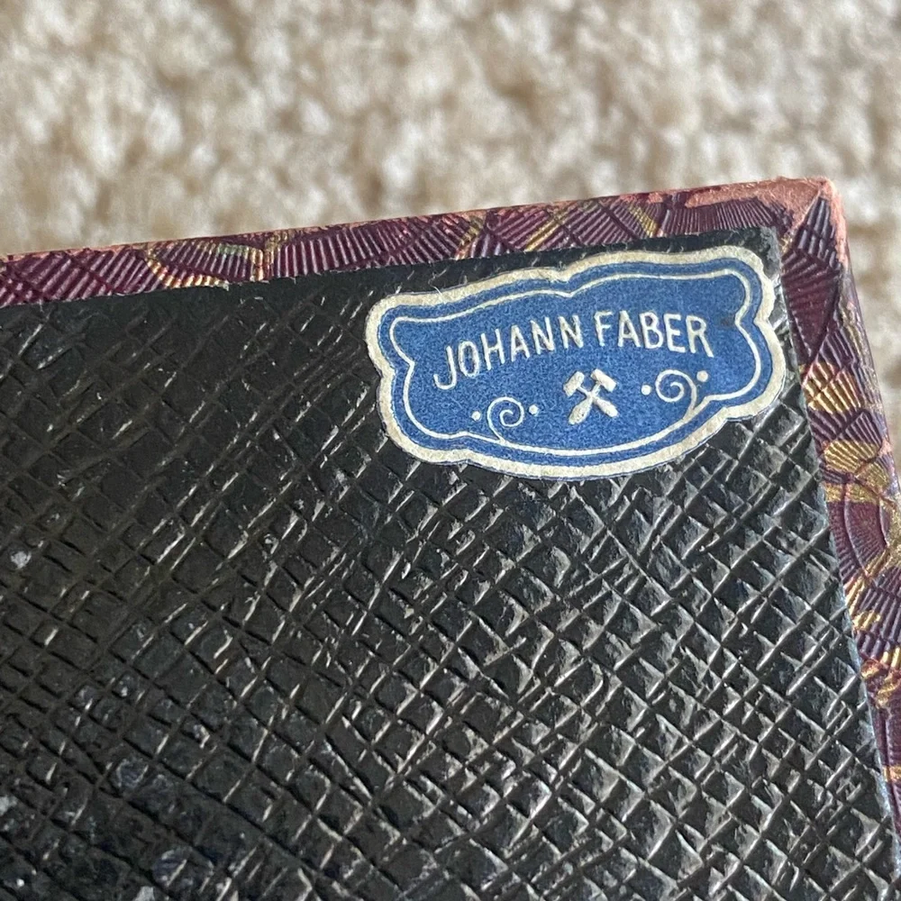 Johann Faber Art Deco Marble celluloid Dip pen pencil ink well desk set